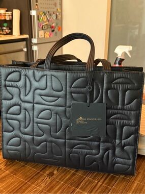 Moose Knuckles Black Quilted Tote Briefcase